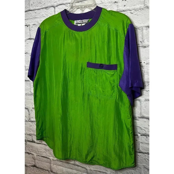 Vintage 80s 100% silk SK & Company 2pc top set, M. - Picture 6 of 13